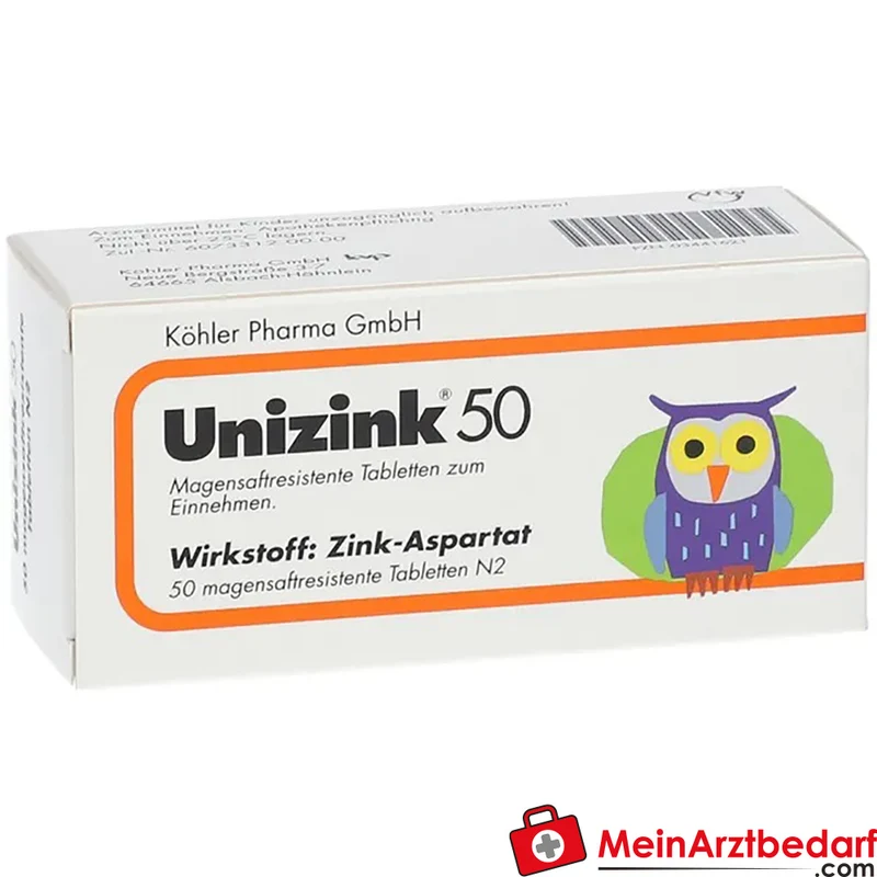 Unizink 50 Filmtabletten 50,39 mg Zinkbis(hydrogen‑DL‑aspartat)