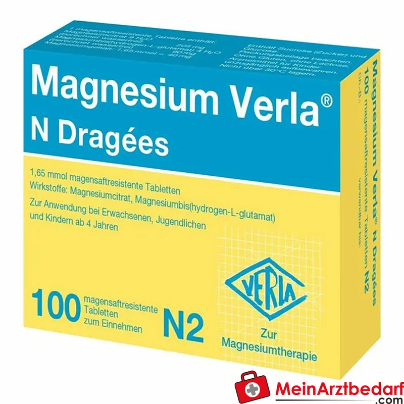 Magnesium Verla N Dragées Magnesiumcitrat/Magnesium‑glutamat 120–360 mg Mg/Tag