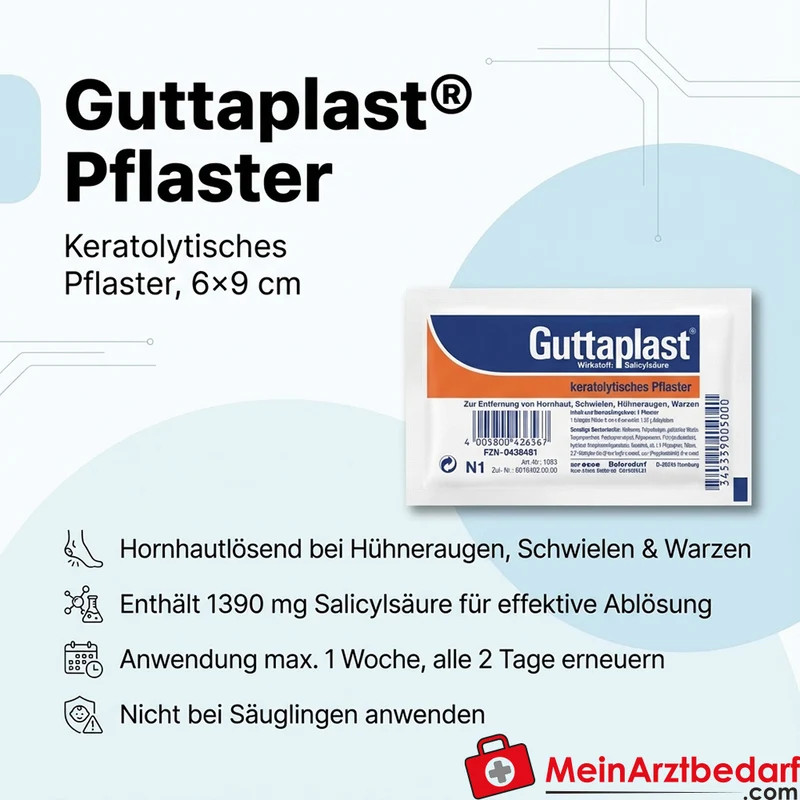 Guttaplast Pflaster 6 x 9 cm Salicylsäure 1390 mg 1 Stück