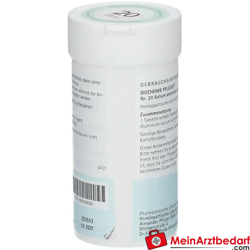 Biochemie Pflüger Nr. 20 Kalium aluminium sulfuricum D6 Tabletten, 100 St.