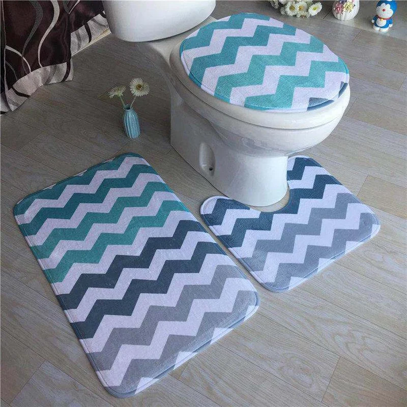 Stylisches geometrisches Muster Badteppich-Set