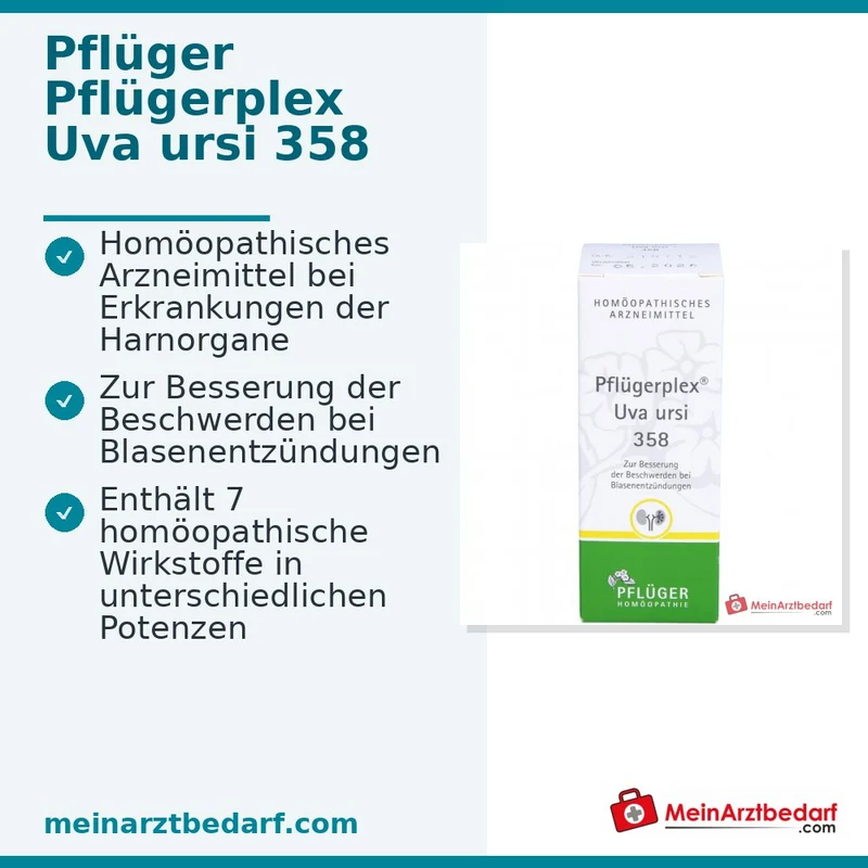 Pflüger Pflügerplex Uva ursi 358 Aconitum napellus / Arctostaphylos uva-ursi / Colocynthis / Hydrargyrum bichloratum / Lytta vesicatoria / Solanum dulcamara / Thuja occidentalis Tabletten, 100 St.