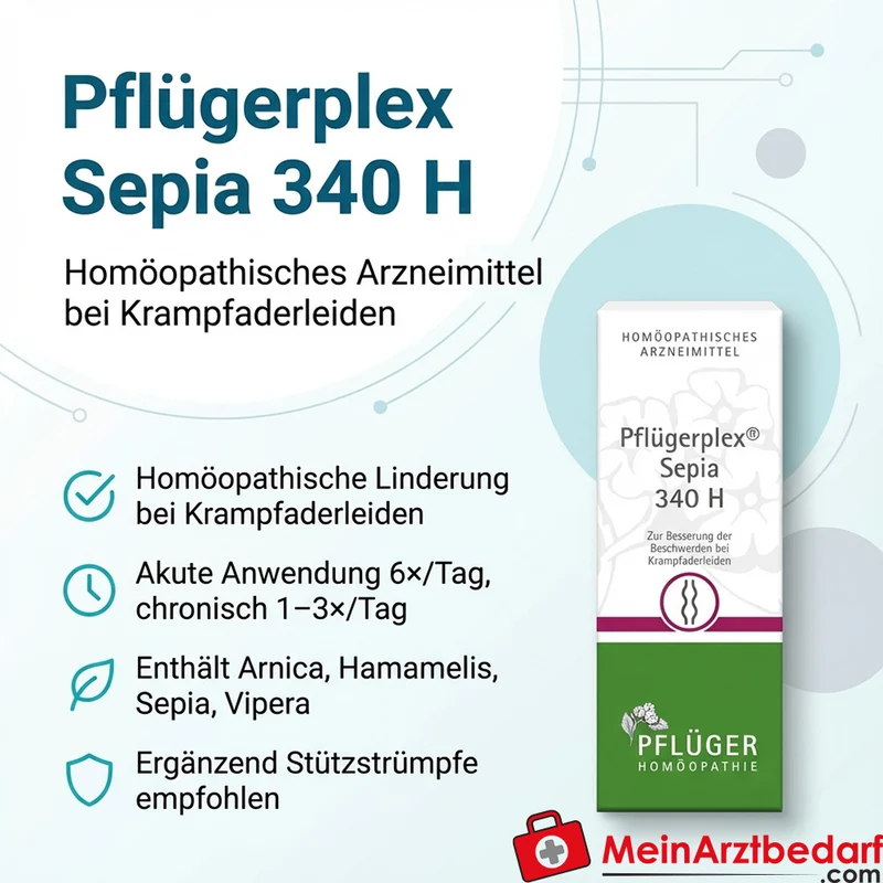 Pflüger Pflügerplex Sepia 340 H Arnica montana / Hamamelis virginiana / Sepia officinalis / Vipera berus Tabletten, 100 St.
