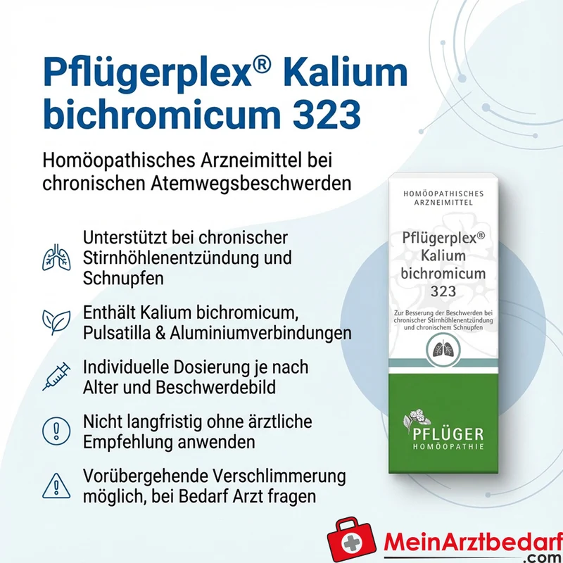 Pflügerplex Kalium bichromicum 323 homöopathisches Arzneimittel bei chronischer Stirnhöhlenentzündung und chronischem Schnupfen