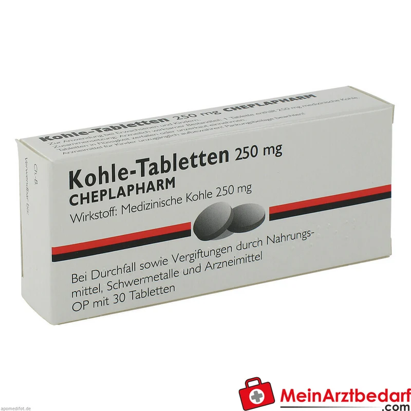 Medizinische Kohle Tabletten 250 mg Adsorbens gegen Durchfall und Vergiftungen 50 Stück