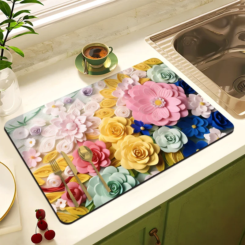 Blumenmuster Anti-Rutsch Küchenmatte