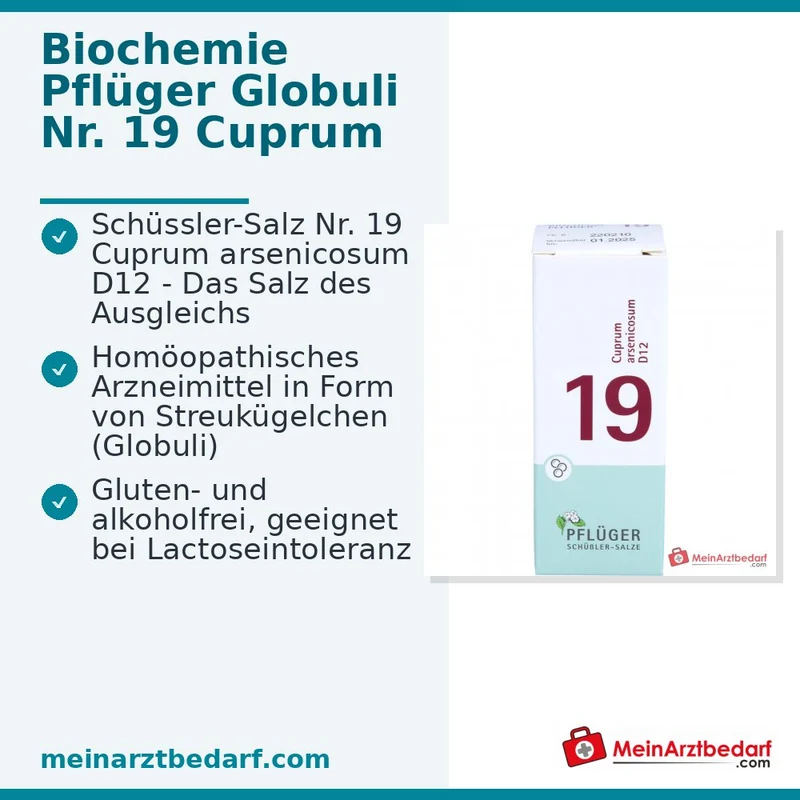 Biochemie Pflüger Globuli Nr. 19 Cuprum arsenicosum D12 Streukügelchen, 15 g