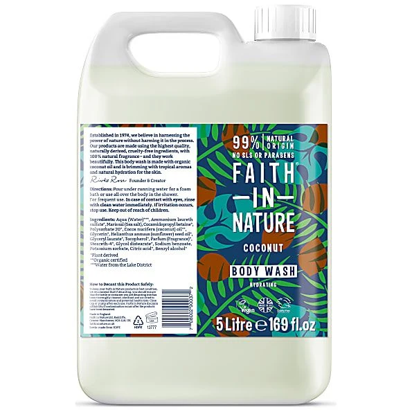Faith In Nature Bodywash Kokosnoot Navulverpakking 5 liter