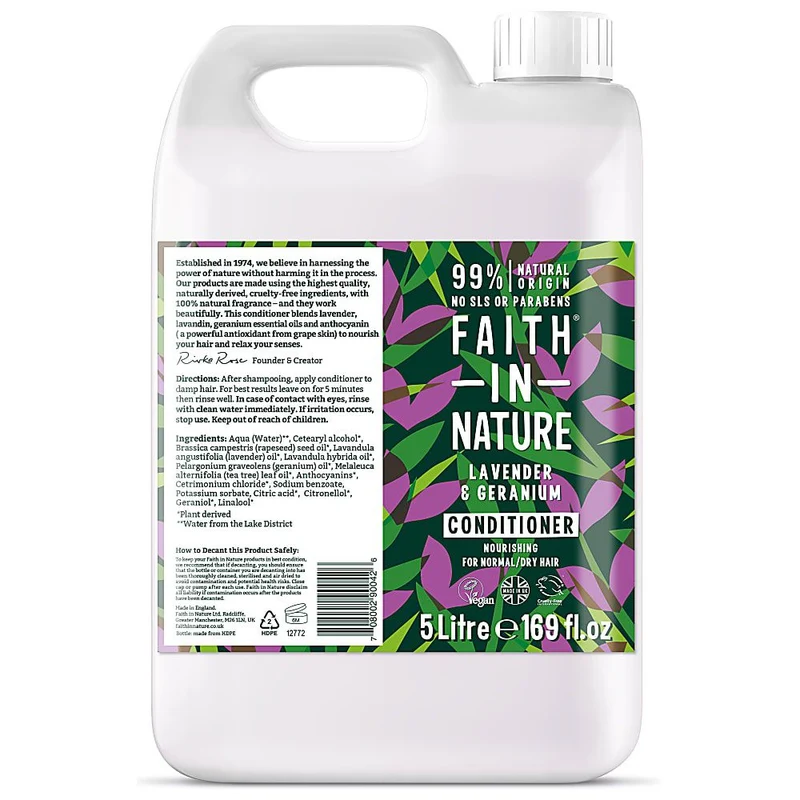 Faith In Nature Bodywash Lavendel & Geranium Navulverpakking 5 liter
