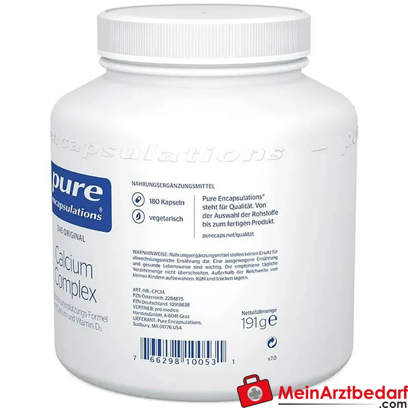 Pure Encapsulations Calcium Complex Calcium‑citrat 520 mg + Vitamin D3 240 I.E. Kapseln 90 Stück