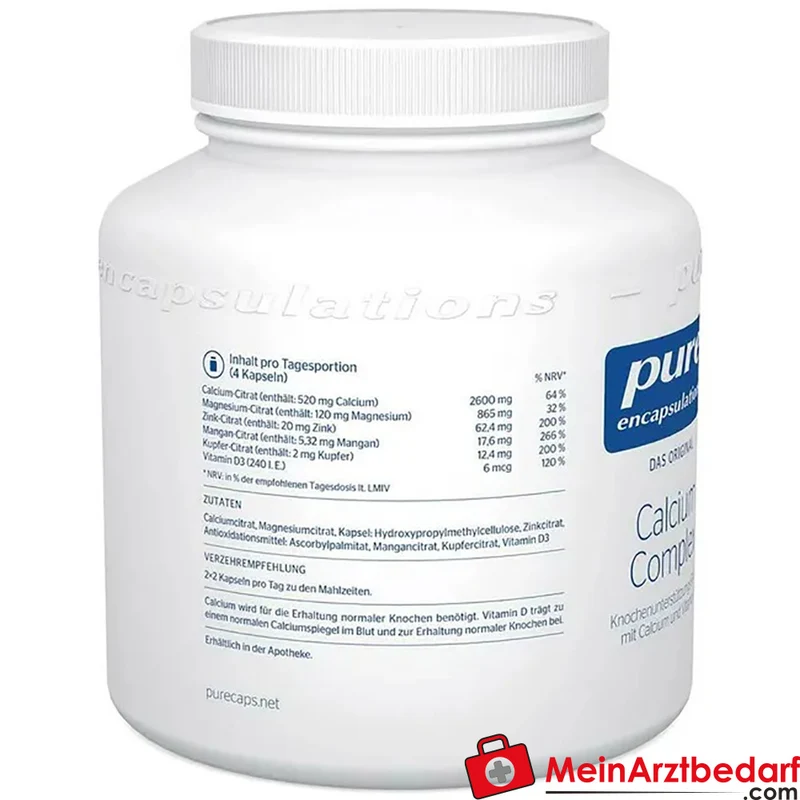Pure Encapsulations Calcium Complex Calcium‑citrat 520 mg + Vitamin D3 240 I.E. Kapseln 90 Stück