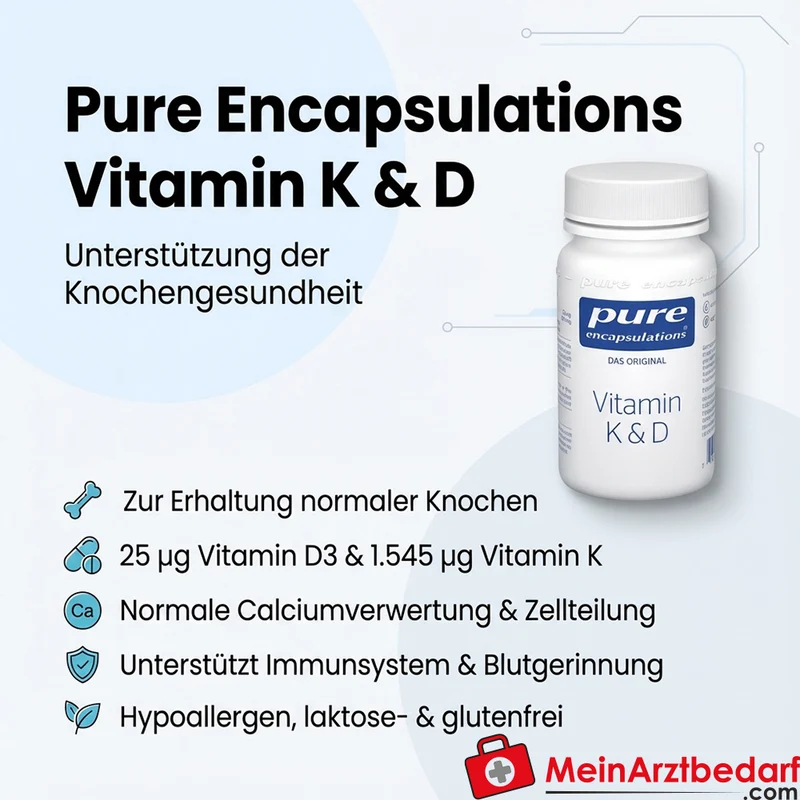 Pure Encapsulations Vitamin K & D (K1+K2 1545 µg, D3 25 µg) vegetarische Kapseln 60 St.