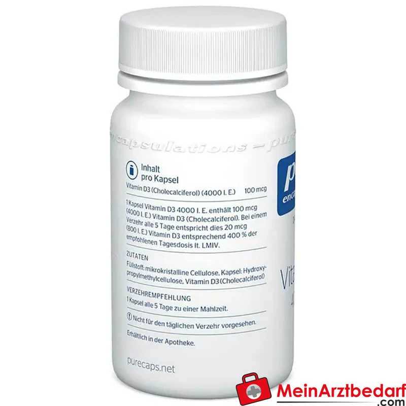 Pure Encapsulations Vitamin D3 4000 I.E. Cholecalciferol 0,1 mg Kapseln 30 Stück