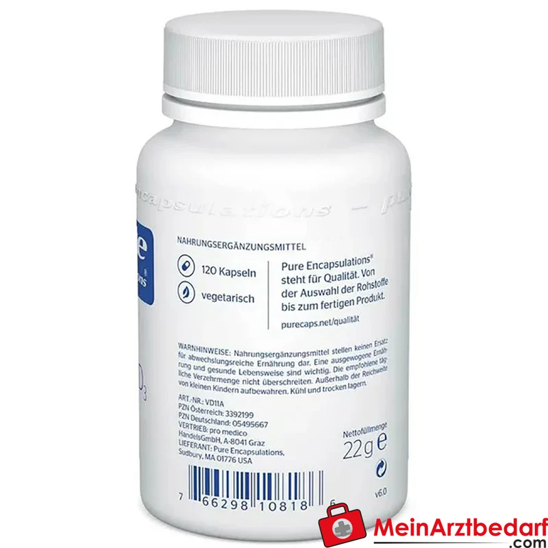 Pure Encapsulations Vitamin D3 1000 I.E. (25 µg) Kapseln 60 Stück