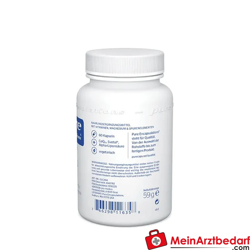 Pure Encapsulations Gluco Aktiv Chrompicolinat, Coenzym Q10, Grüner Kaffee-Extrakt Kapseln 60 Stück