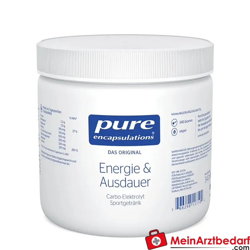 Pure Encapsulations Energie und Ausdauer Pulver 340 g mit Magnesium 100 mg und Vitamin C 200 mg