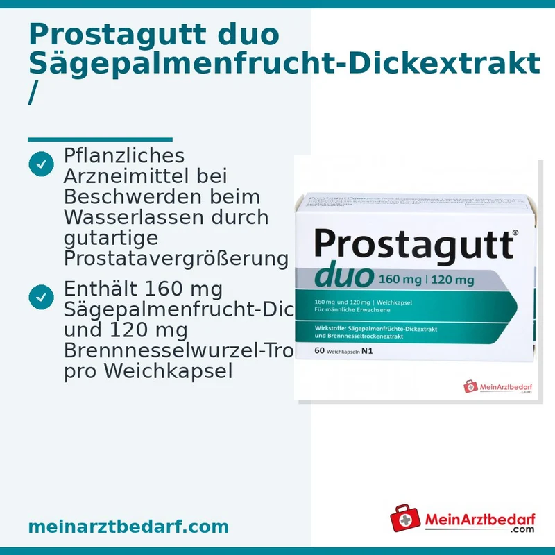 Prostagutt duo Sägepalmenfrucht-Dickextrakt / Brennnesselwurzel-Trockenextrakt Weichkapseln 160 mg/120 mg, 60 St.