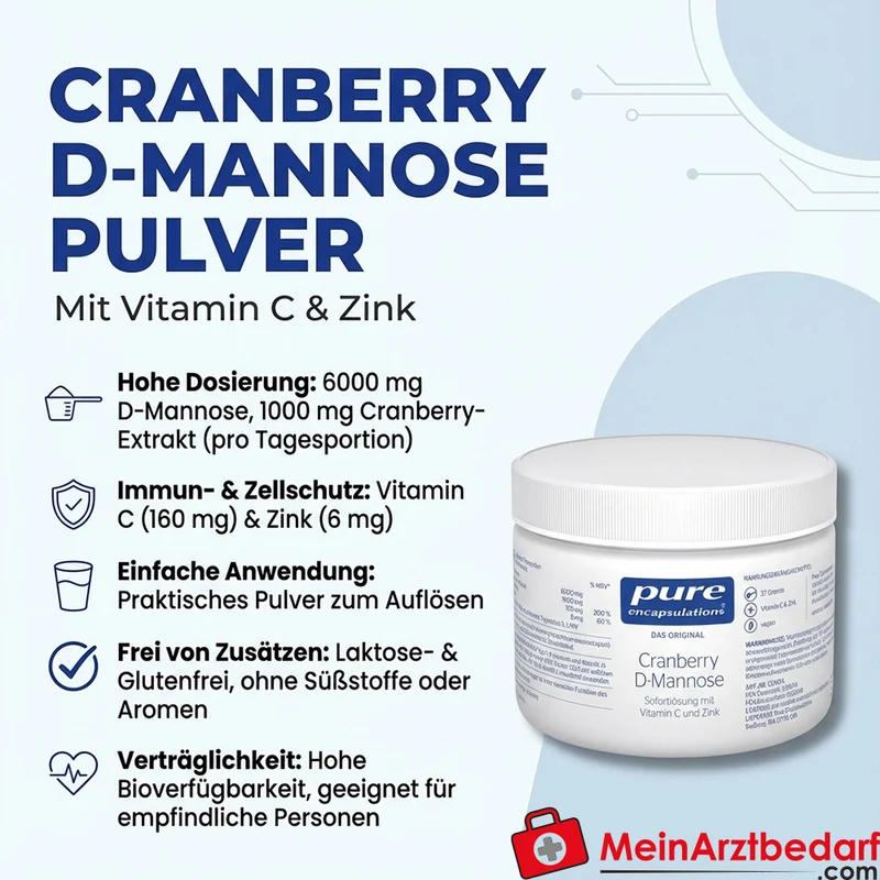 Pure Encapsulations Cranberry D‑Mannose Pulver D‑Mannose 6000 mg Cranberry‑Extrakt 1000 mg 37 g