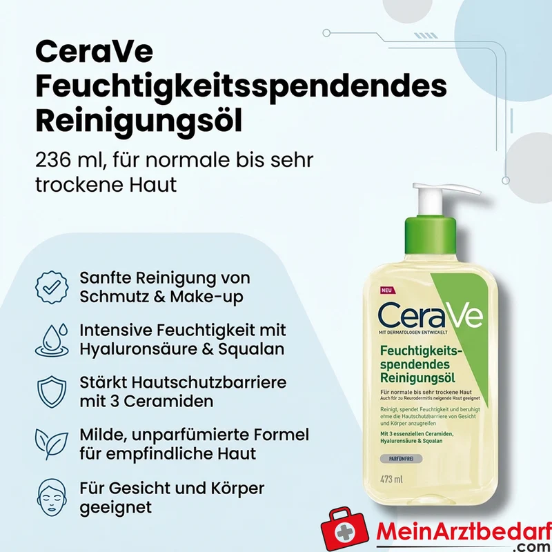 CeraVe Feuchtigkeitsspendendes Reinigungsöl mit 3 Ceramiden & Hyaluronsäure, 236 ml