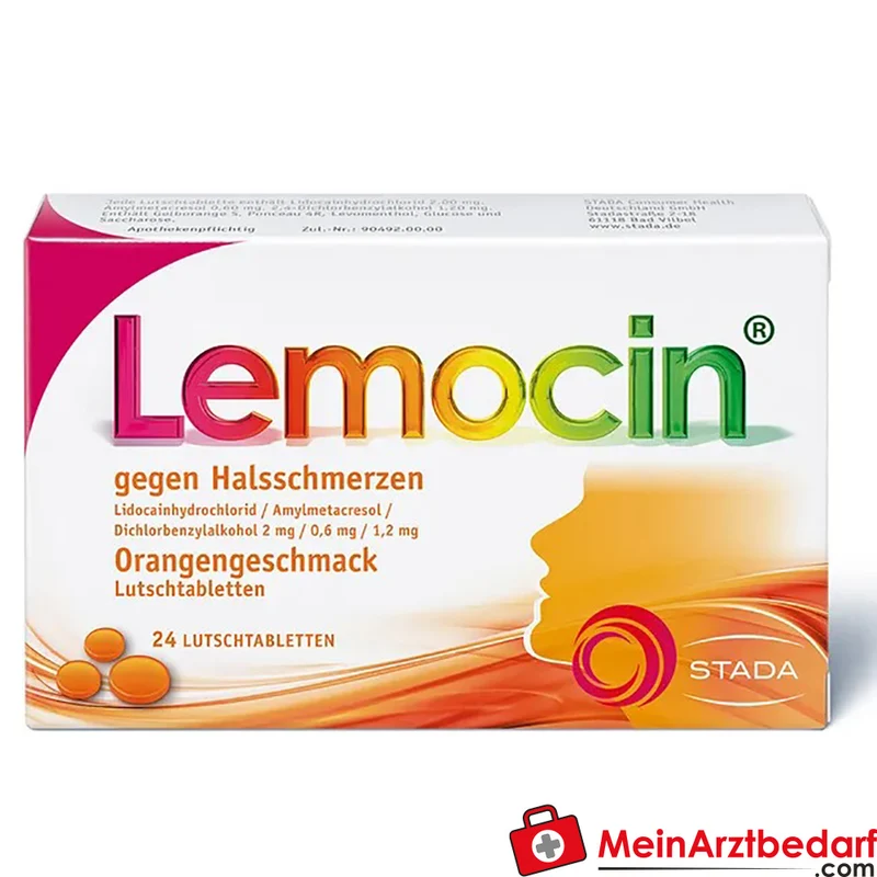 Lemocin Lutschtabletten 2 mg/0,6 mg/1,2 mg Orange gegen Halsschmerzen