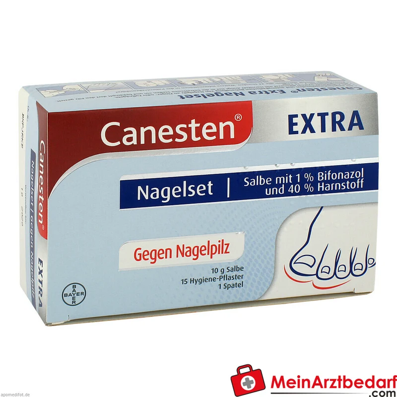 Canesten Extra-Nagelset Bifonazol und Harnstoff Salbe, 15 Pflaster und Schaber