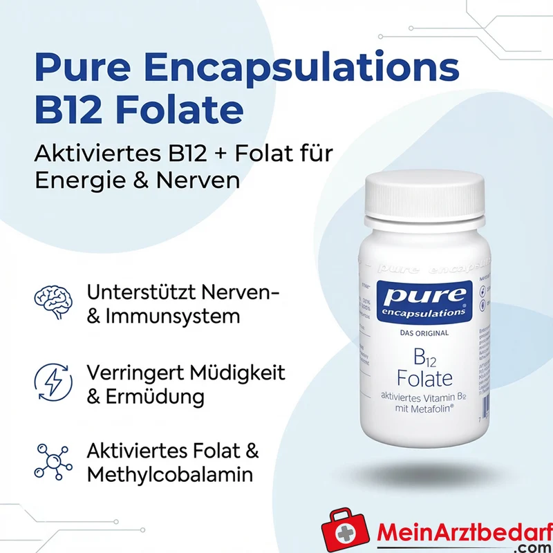 Pure Encapsulations B12 Folate 400 µg Methylcobalamin + 400 µg Calcium‑L‑methylfolat Kapseln 90 Stück