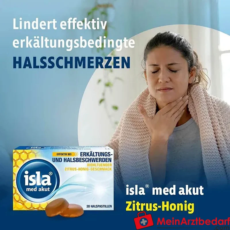 isla med akut Zitrus-Honig Halspastillen mit Hyaluronsäure & Isländisch Moos 20 St.