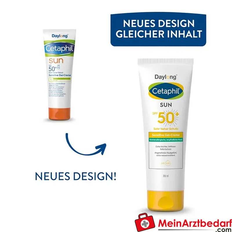 CETAPHIL SUN Sensitive Gel-Creme SPF 50+ fettfreie Sonnenschutz 200 ml