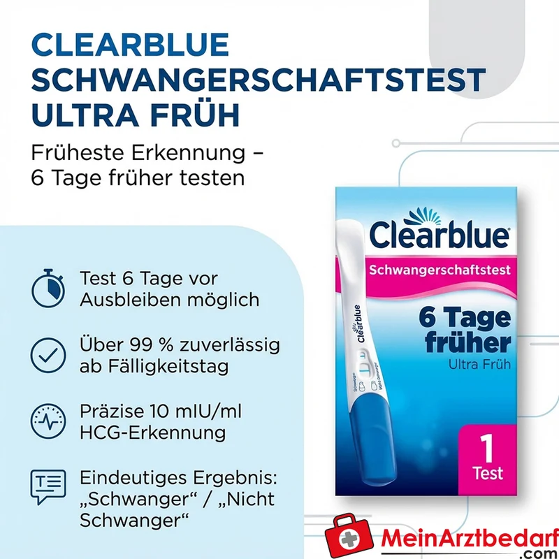 Clearblue Schwangerschaftstest Frühe Erkennung 10 mIU/ml Teststäbchen 1 Stück
