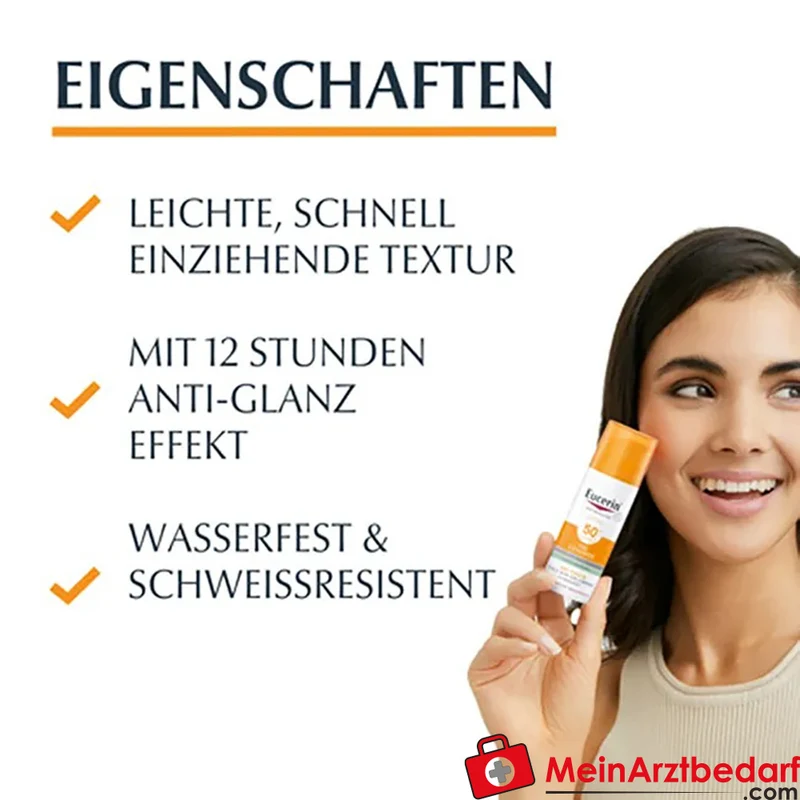 Eucerin Oil Control Face Sun Gel-Creme LSF 50+ Gesicht 50 ml für fettige, zu Akne neigende Haut