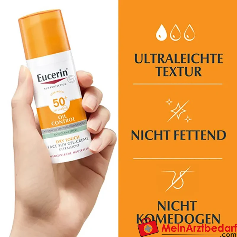 Eucerin Oil Control Face Sun Gel-Creme LSF 50+ Gesicht 50 ml für fettige, zu Akne neigende Haut