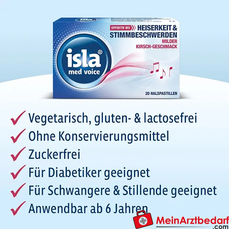 isla med voice Halspastillen mit Hyaluronsäure und Isländisch Moos 20 Stück