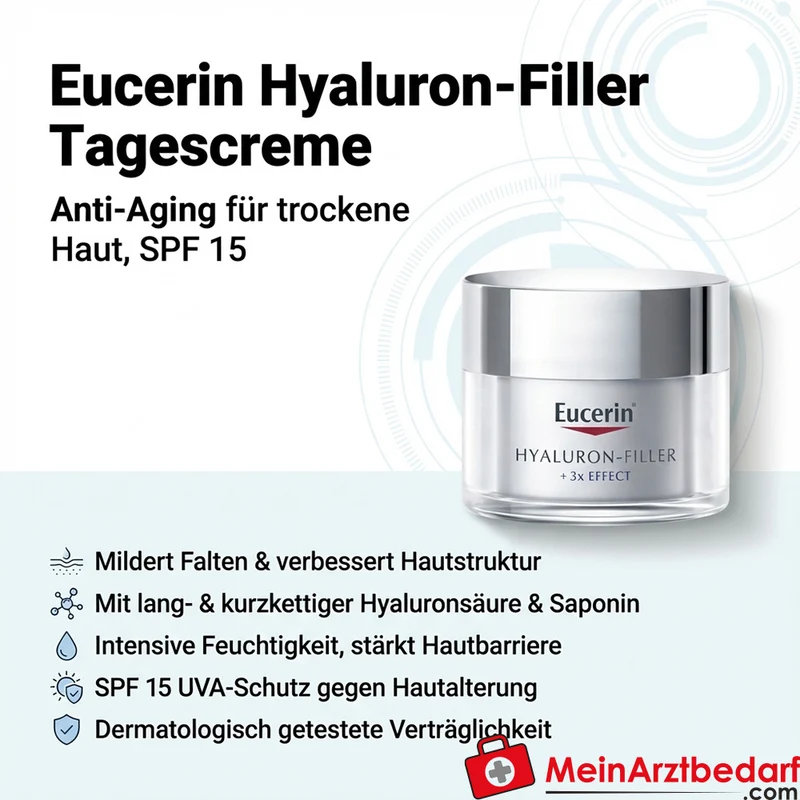 Eucerin Hyaluron-Filler Tagescreme mit Hyaluronsäure SPF 15 für trockene Haut 50 ml