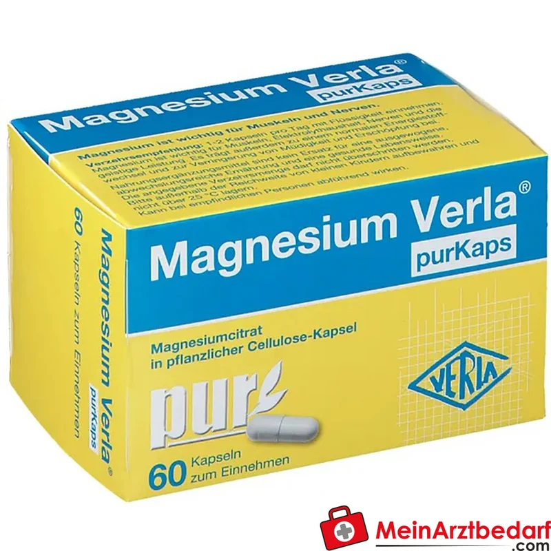 Magnesium Verla purKaps Trimagnesiumdicitrat Kapseln 150–300 mg Magnesium/Tag (als Magnesiumcitrat) 60 Stück