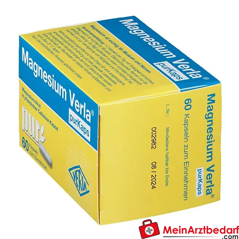Magnesium Verla purKaps Trimagnesiumdicitrat Kapseln 150–300 mg Magnesium/Tag (als Magnesiumcitrat) 60 Stück