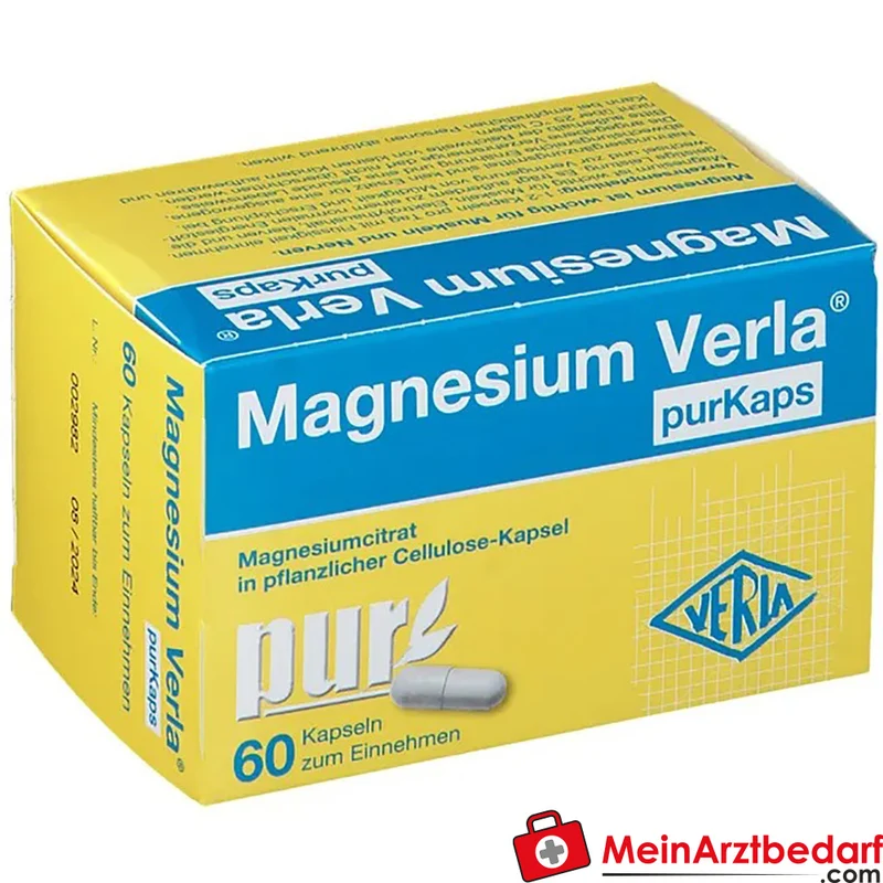 Magnesium Verla purKaps Trimagnesiumdicitrat Kapseln 150–300 mg Magnesium/Tag (als Magnesiumcitrat) 60 Stück