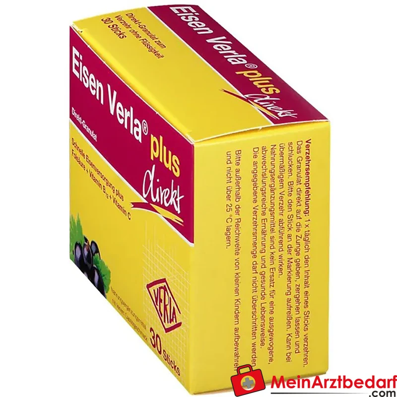 Eisen Verla® plus direkt Eisen 10 mg Folsäure 300 µg Direkt-Sticks 30 Stück