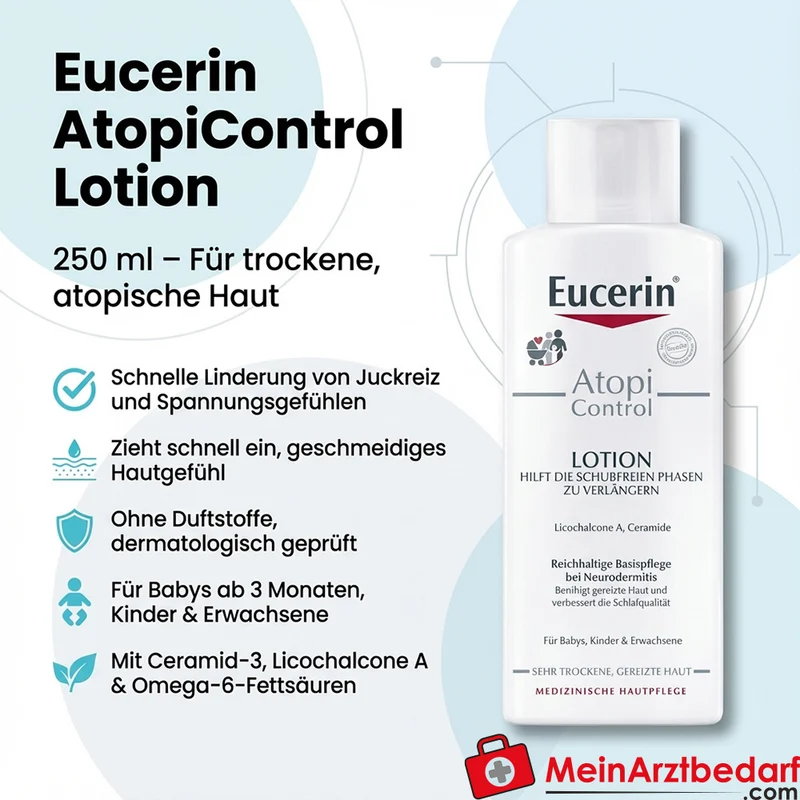 Eucerin AtopiControl Lotion mit Ceramid-3 und Licochalcone A, 250 ml