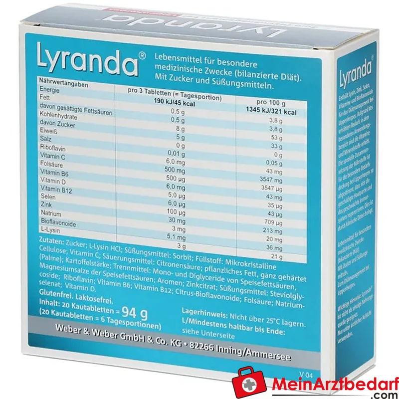 Lyranda Ananas Lysin Zink Selen Kautabletten 20 Stück