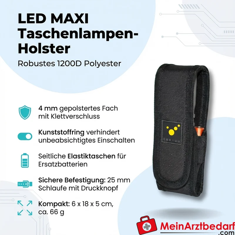 TEE-UU LED MAXI Taschenlampen-Holster 1200D schwarz 6x18x5 cm