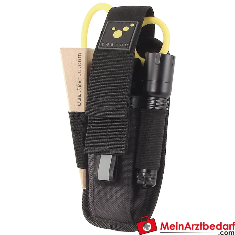 TEE-UU PLUS ULTRA Holster schwarz kompakt, 2 Fächer Gürtelholster mit gepolsterter Rückseite und Elastikschlaufen