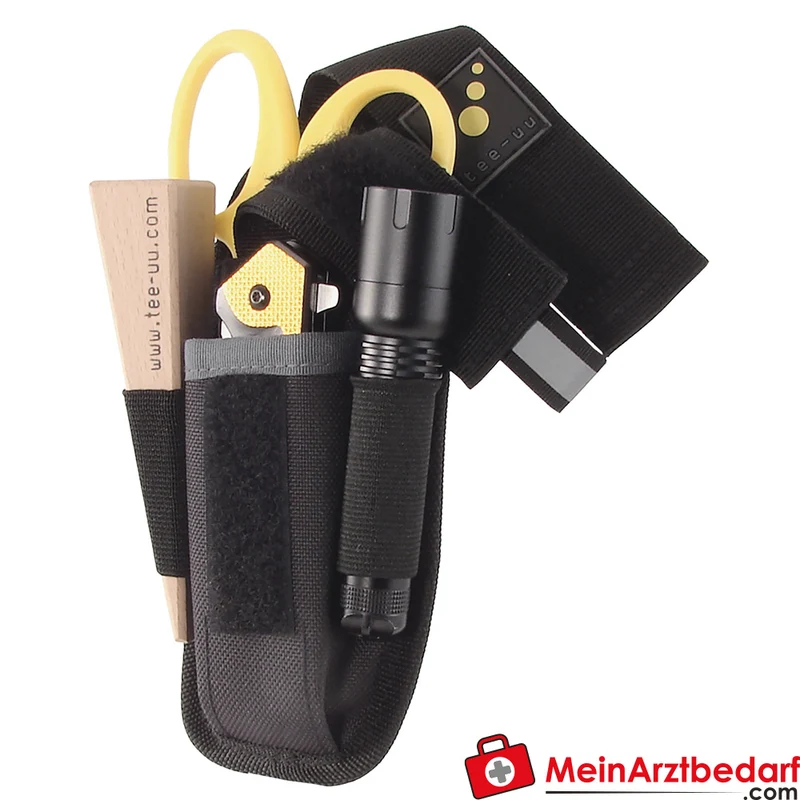 TEE-UU PLUS ULTRA Holster schwarz kompakt, 2 Fächer Gürtelholster mit gepolsterter Rückseite und Elastikschlaufen