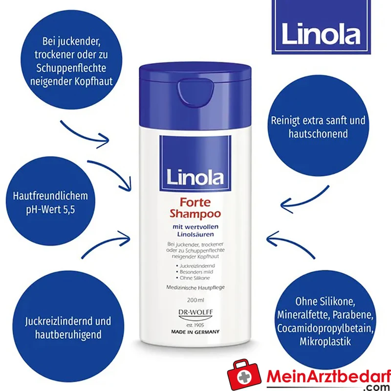 Linola Forte Shampoo mit Linolsäuren 200 ml – bei juckender, trockener Kopfhaut