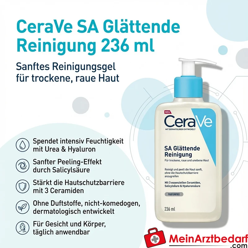 CeraVe SA Glättende Reinigung Salicylsäure Urea Hyaluron Reinigungsgel 236 ml