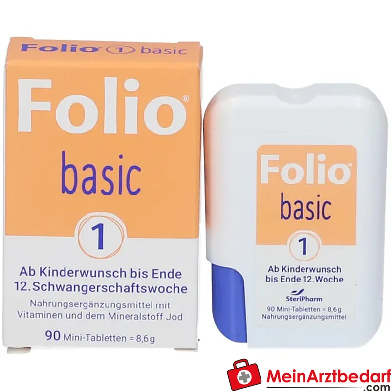 Folio basic Folsäure 0,8 mg Vitamin B12 D3 Jod Filmtabletten 90 Stück