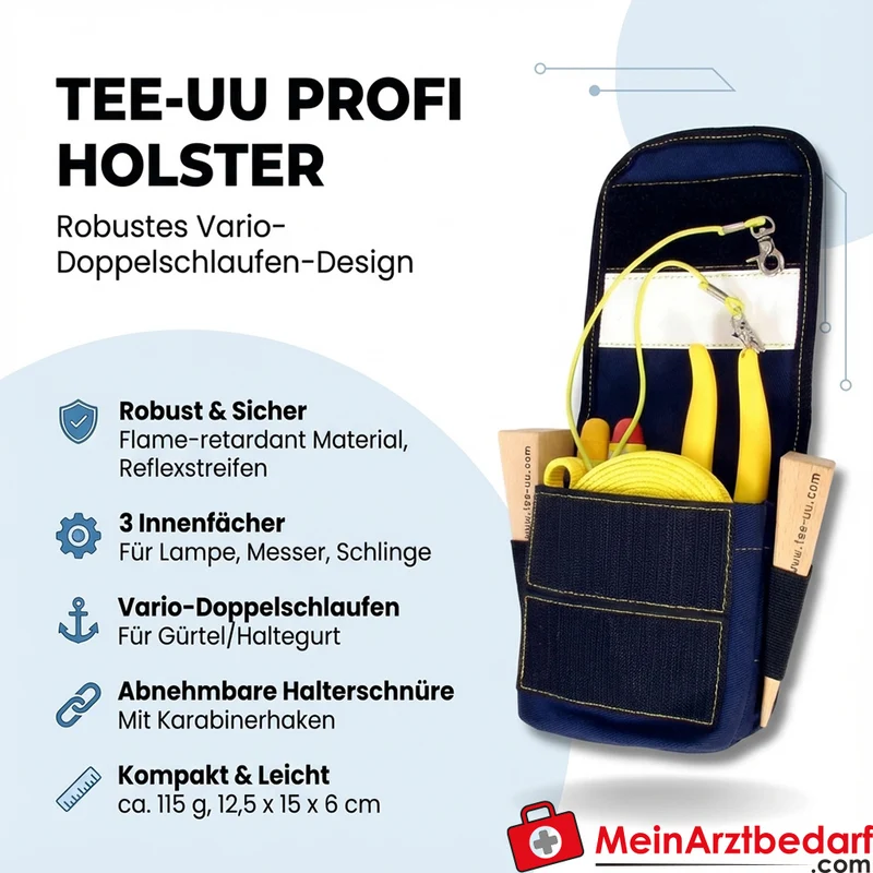 TEE-UU PROFI Holster Vario-Doppelschlaufen Feuerwehr 370G TEC, blau, 12,5×15×6 cm