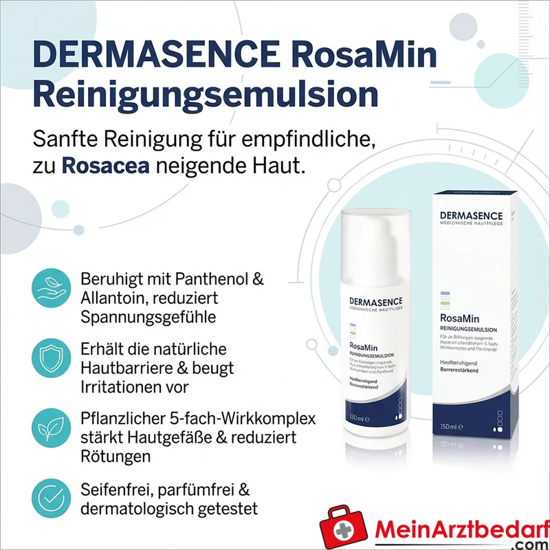 DERMASENCE RosaMin Reinigungsemulsion 150 ml für empfindliche, zu Rosacea neigende Haut