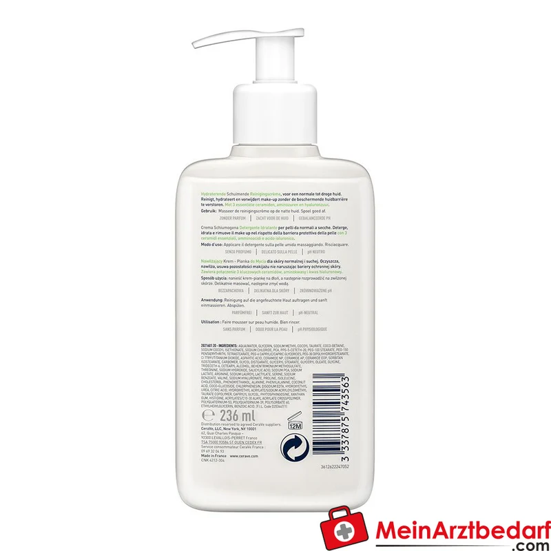 CeraVe Creme-zu-Schaum Reinigung für normale bis trockene Haut 236 ml