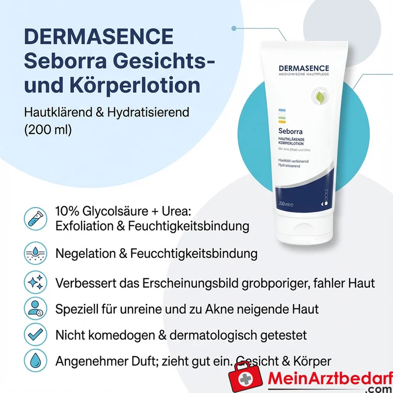 DERMASENCE Seborra Glycolsäure 10% Urea Lotion 200 ml