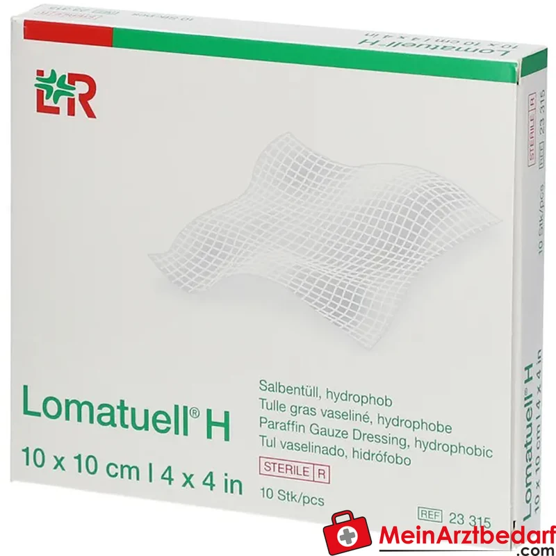 Lomatuell Wundauflage steril Baumwolltüll mit weißer Vaseline 10 x 10 cm 10 Stück